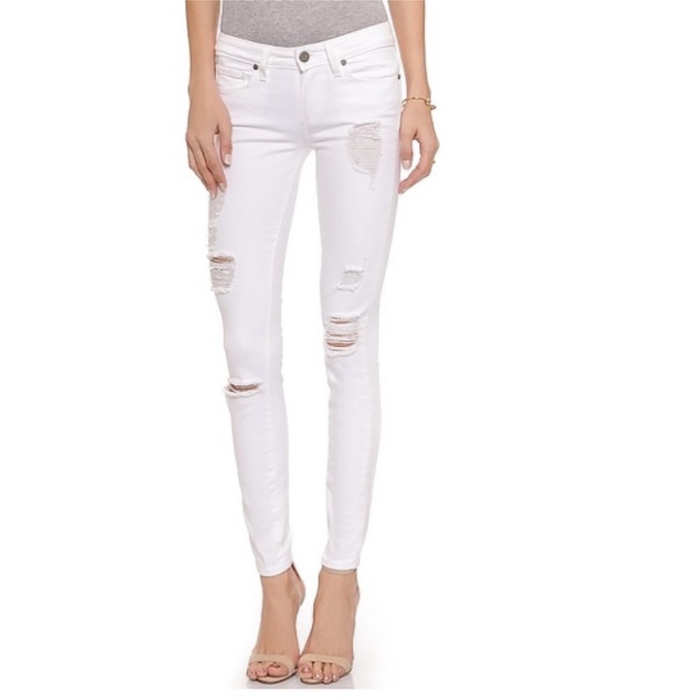 PAIGE verdugo skinny white denim distressed jeans